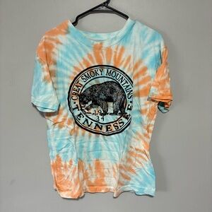 Tie-Dye great Smoky Mountains Tennessee Bear T-Shirt women’s size large black